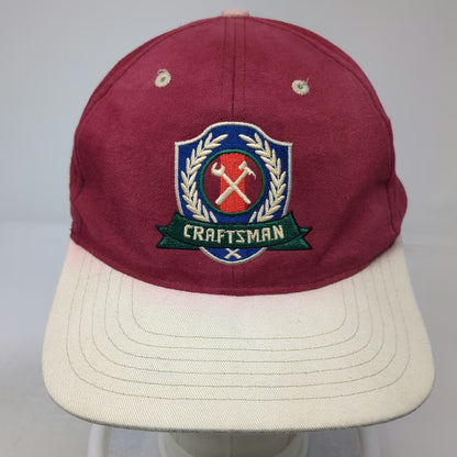 Craftsman Baseball Cap Red Beige One Size Cotton Embroidered Logo Slideback Hat