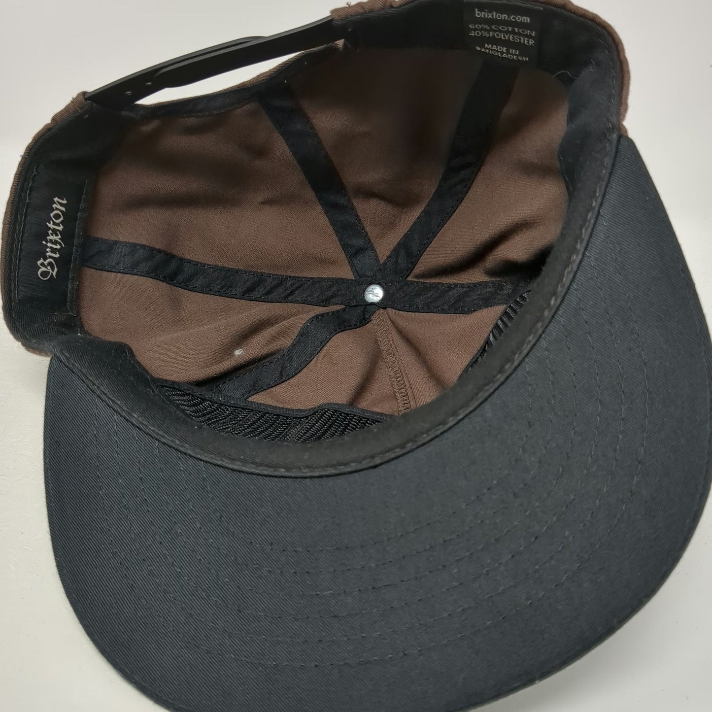 Brixton 5 Panel Brown One Size Snapback MFG Company Patch Flat Bill Logo Hat