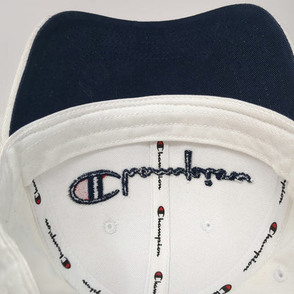 Champion Baseball Cap White One Size Embroidered Script Logo Slideback Strap Hat