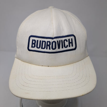 Budrovich Snapback Hat White OS Adjustable Lightweight Embroidered 6 Panel