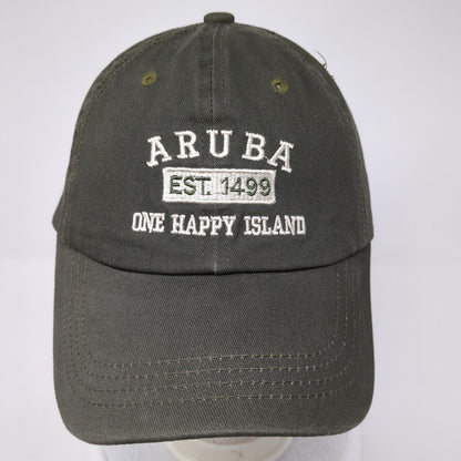 Aruba One Happy Island Est. 1499 Strapback Hat Green One Size Adjustable Cotton