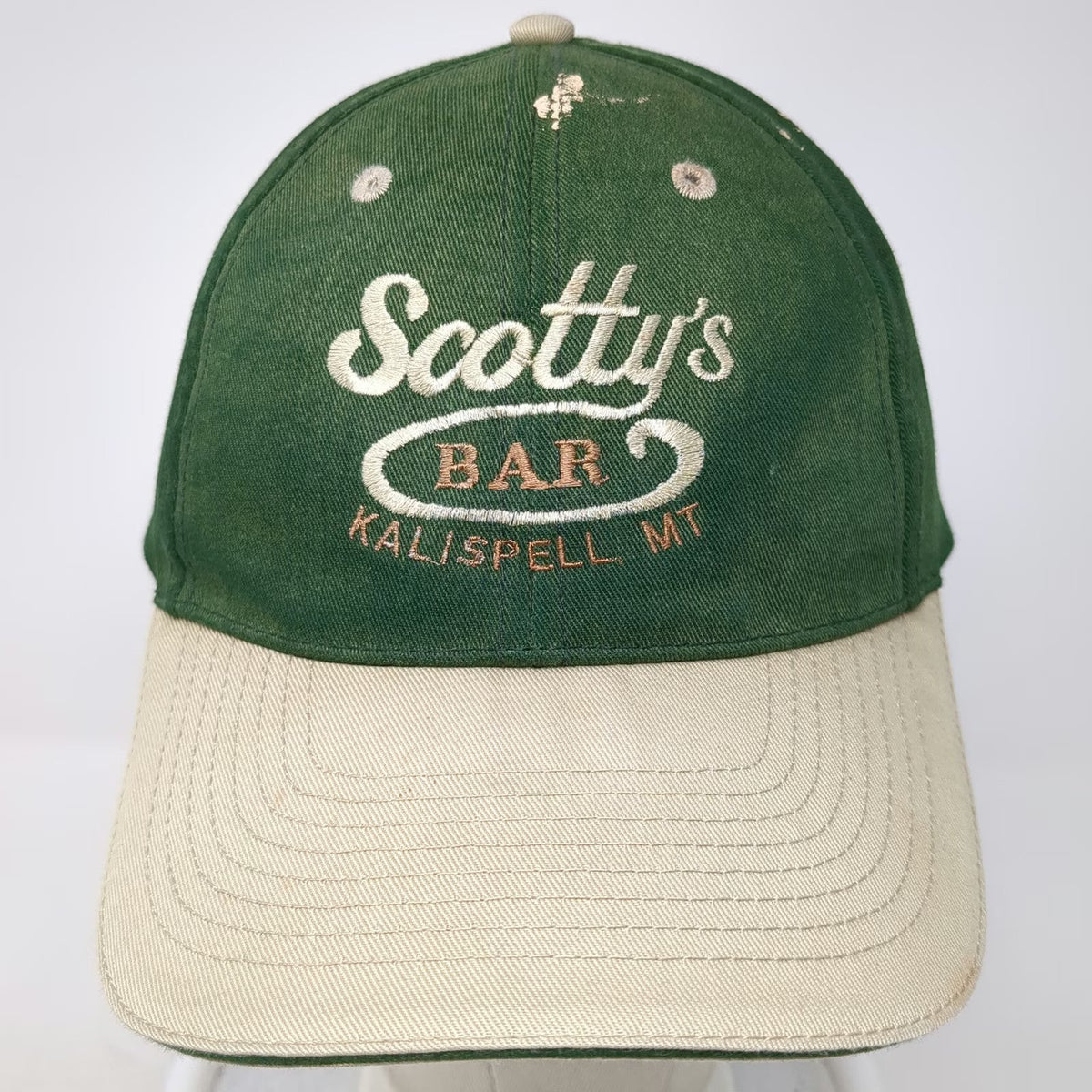 OTTO Green Beige One Size Baseball Cap Hat Scotty's Bar Kalispell MT Strapback