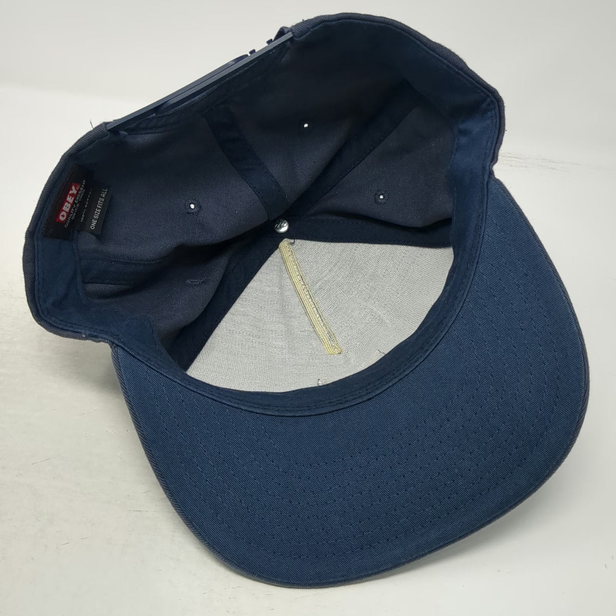 Obey 5 Panel Blue One Size Snapback Hat Flat Brim Worldwide Patch Logo Woven
