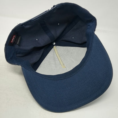 Obey 5 Panel Blue One Size Snapback Hat Flat Brim Worldwide Patch Logo Woven