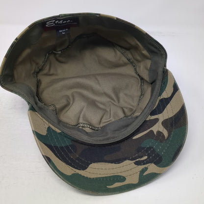 Ethos Army Cap Green L Camo Cotton Fitted Flat Top Woodland Pattern Hat