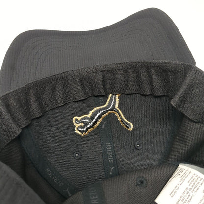 Puma Logo Fitted Hat Black L/XL Embroidered Stretch Solid 6 Panel
