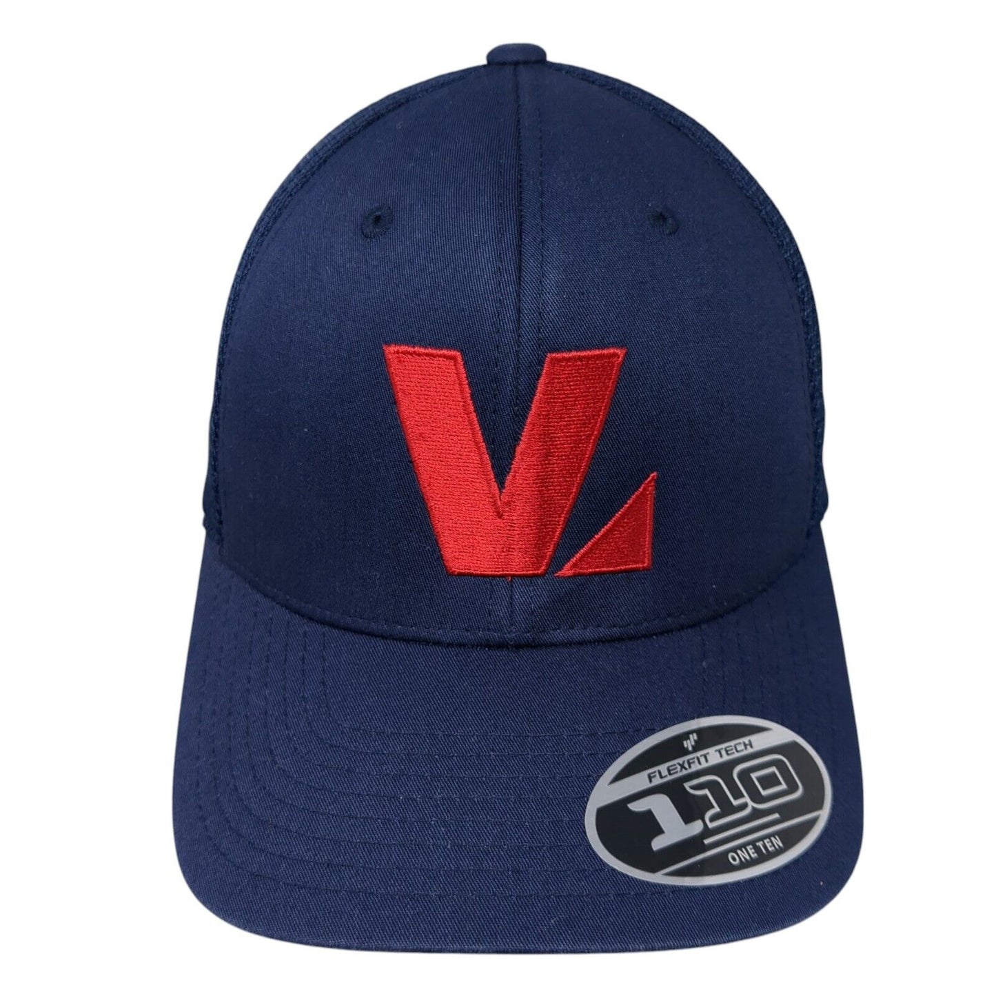 V Snapback Trucker Hat Blue OS Adjustable 110 Flexfit Mesh Back Port Authority