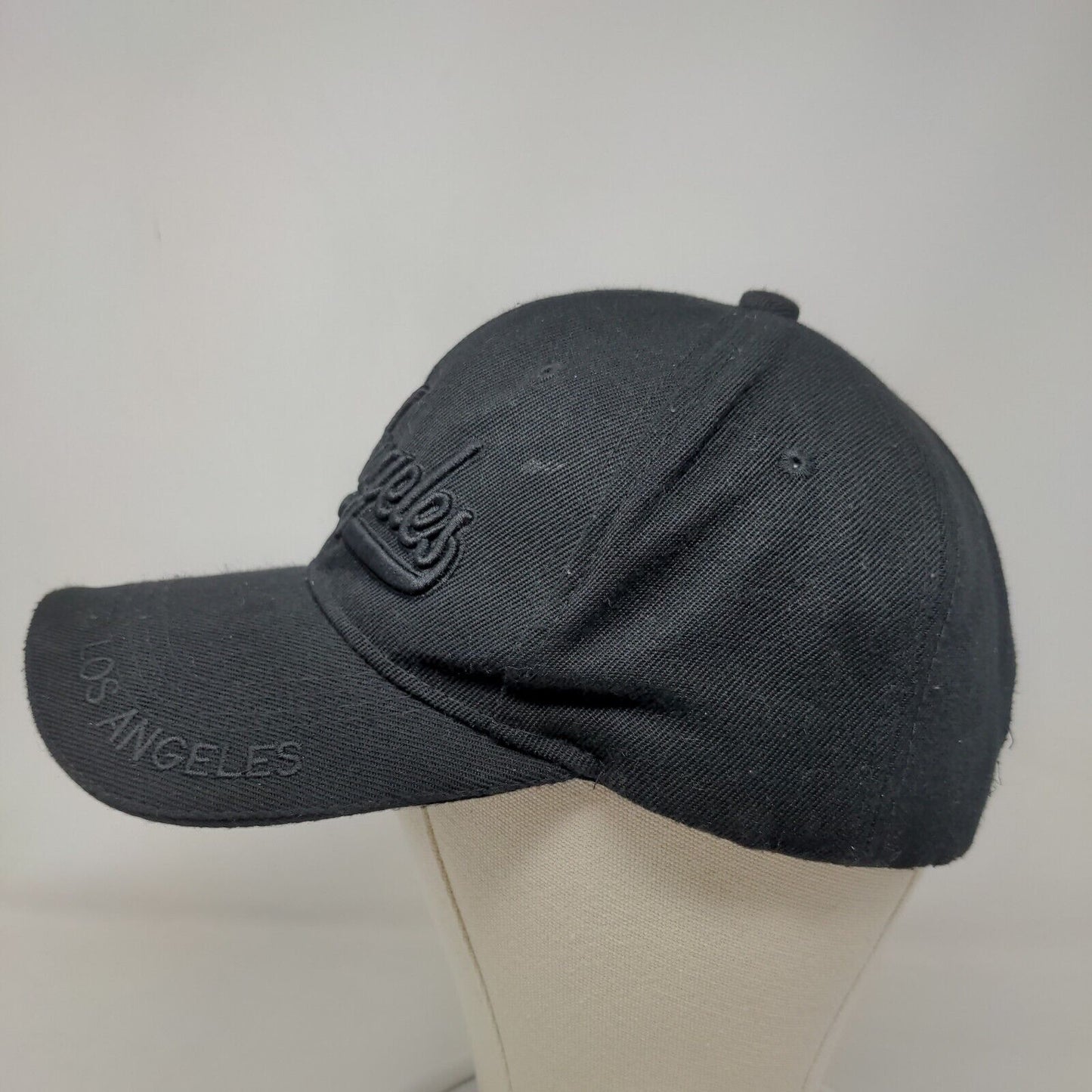 A.H.S. Men's Strapback Hat Black Embroidered Los Angeles Spell Out Logo