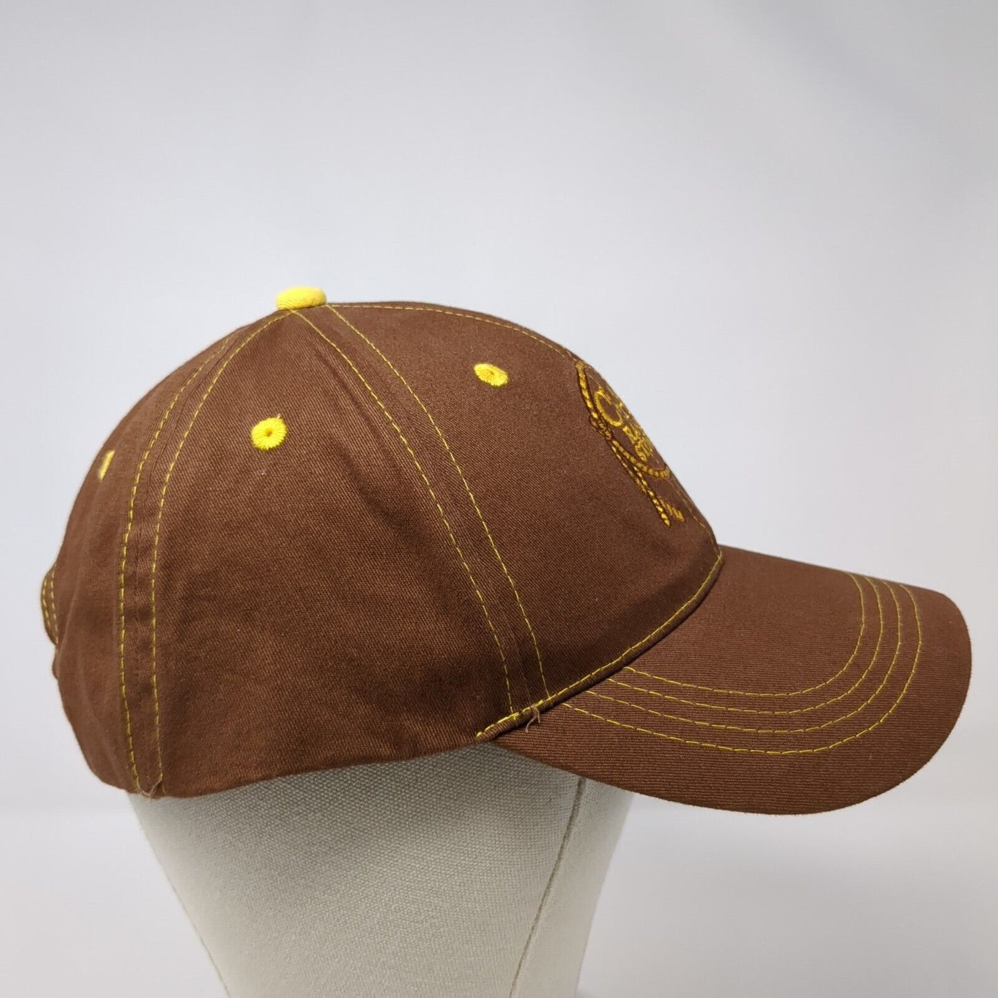 C-A-L Ranch Stores Strapback Hat Brown OSFA Adjustable Solid 6 Panel