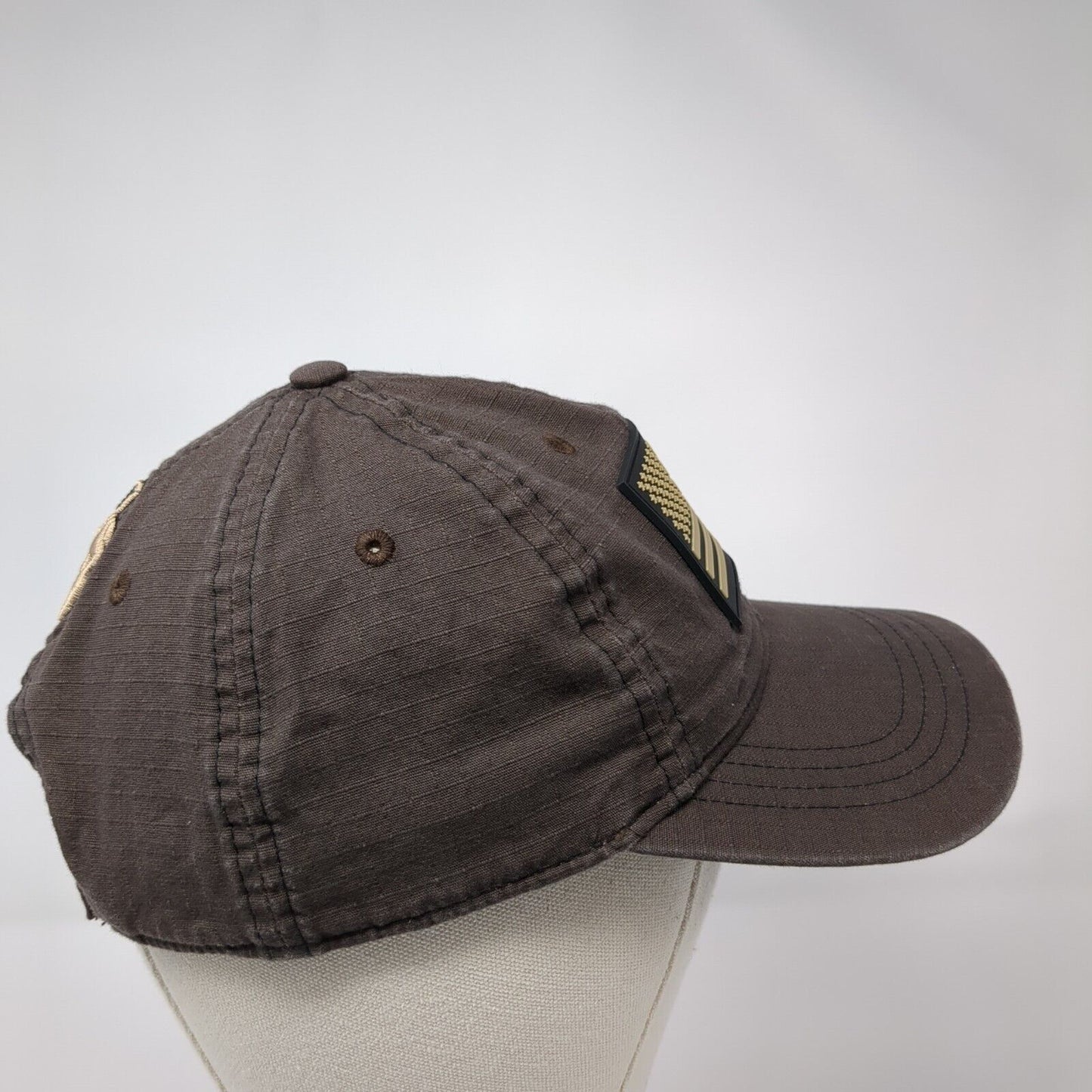 Kryptek American Flag Strapback Hat Brown One Size Adjustable Leather Patch