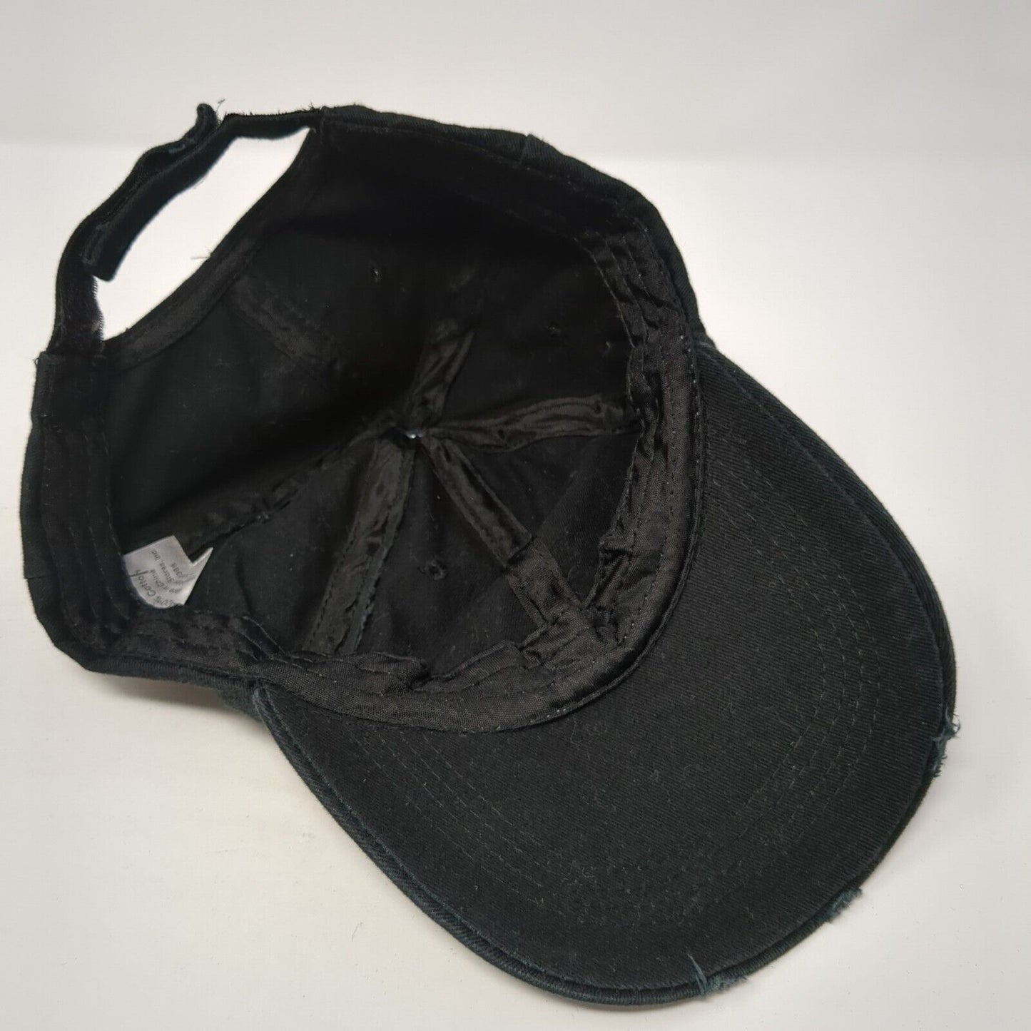 Unbranded Strapback Hat Black One Size Adjustable Blank Distressed