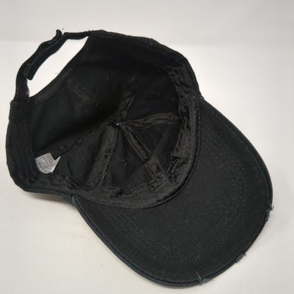 Unbranded Strapback Hat Black One Size Adjustable Blank Distressed