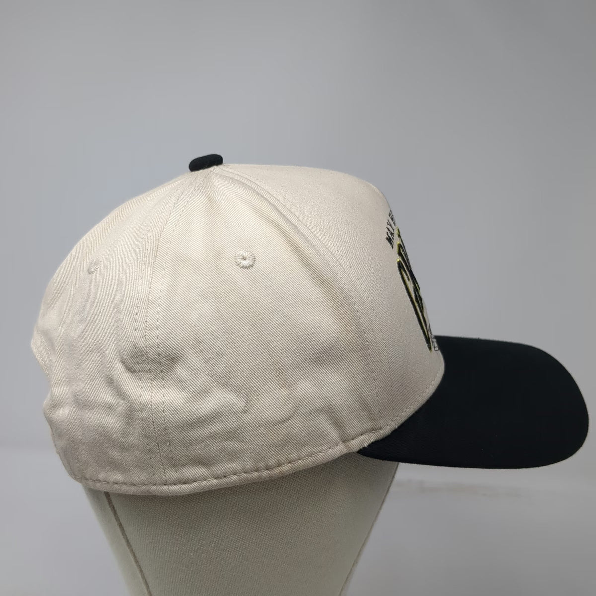 Beige Black 5 Panel Hat One Size Religious May He Become Greater Crown Snapback