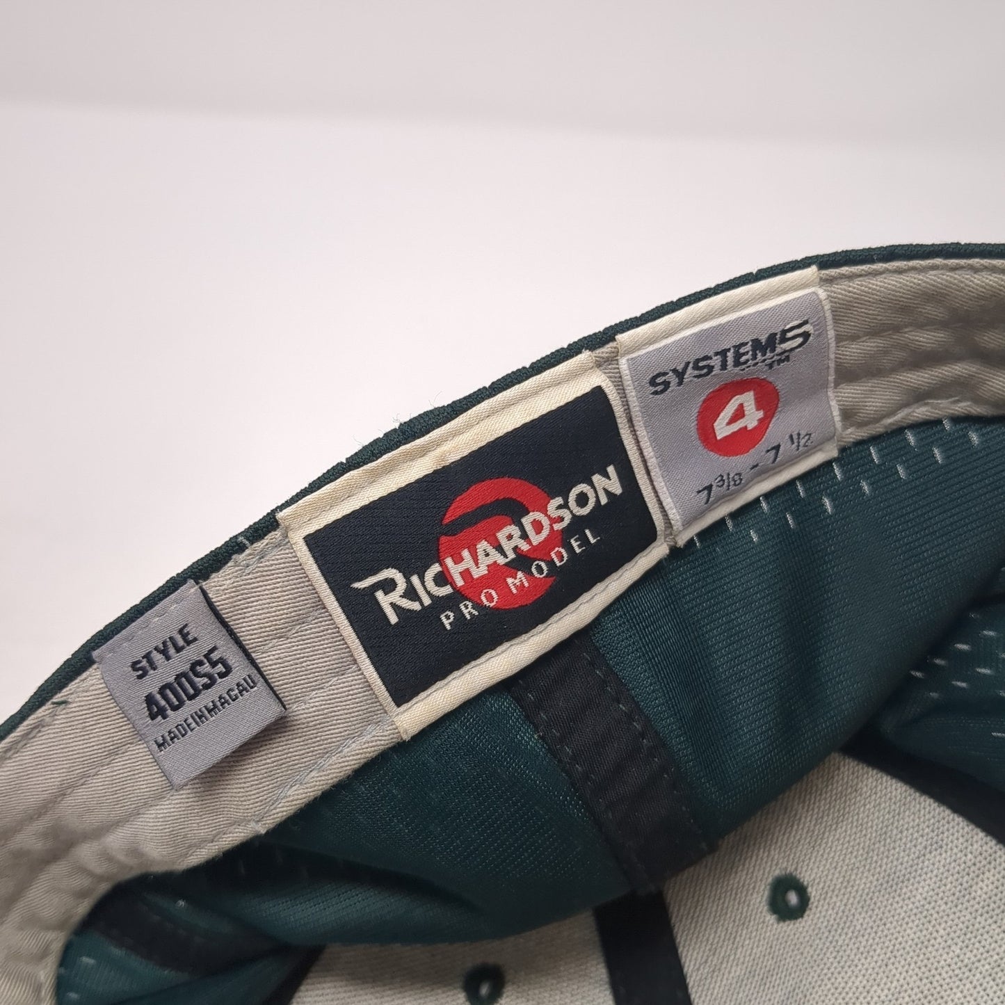 Richardson Fitted Hat Green 7 1/2 Embroidered Logo Solid Vent Holes