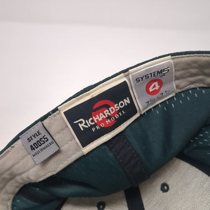 Richardson Fitted Hat Green 7 1/2 Embroidered Logo Solid Vent Holes