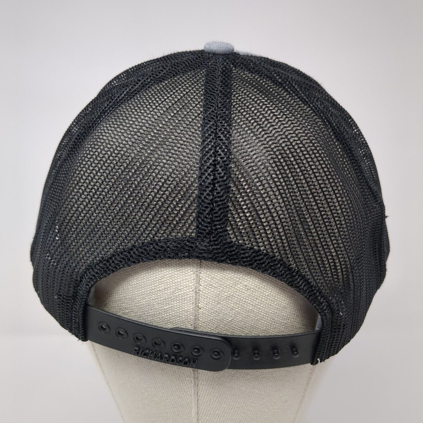 Richardson Snapback Trucker Hat Gray One Size Embroidered Logo 6 Panel