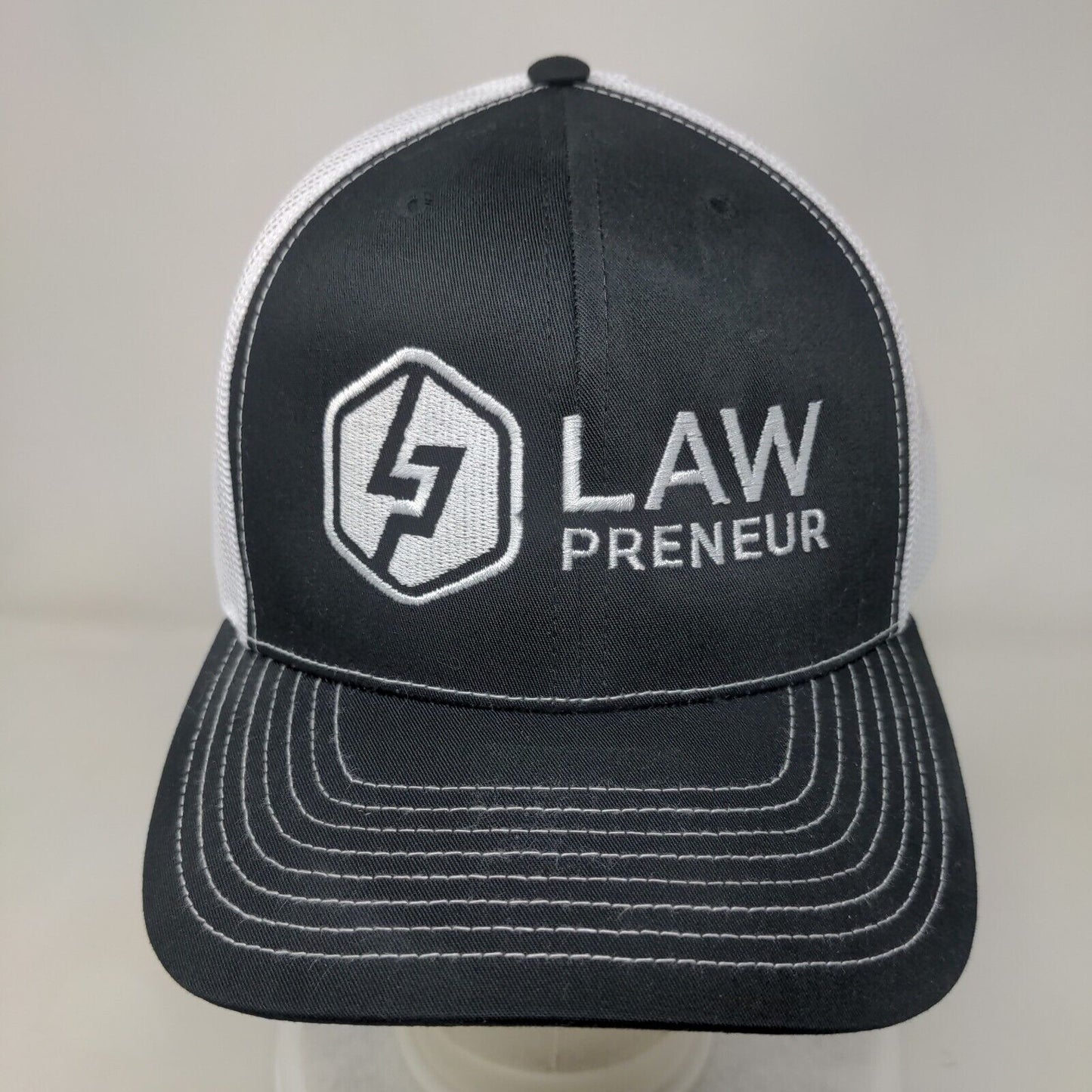 Law Preneur Snapback Trucker Hat Black One Size Adjustable Mesh Back Richardson