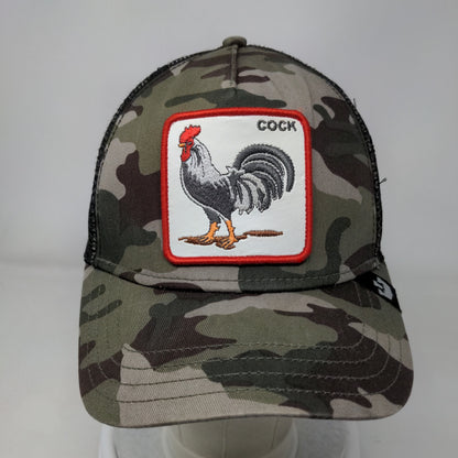 Goorin Bro's Snapback Mesh Back Trucker Camo Hat Rooster Patch Logo