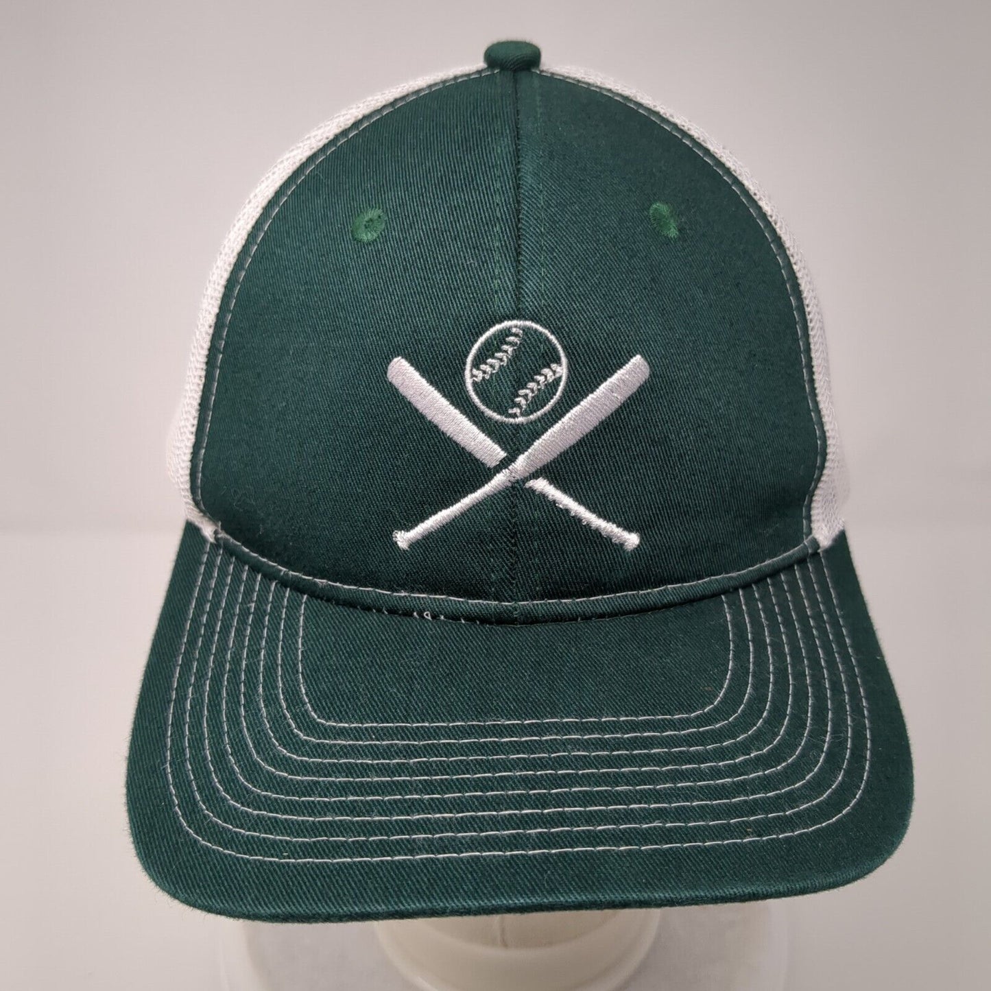 Crossed Bats Sarsaparilla Snapback Trucker Hat Green OSFA Mesh Port Authority