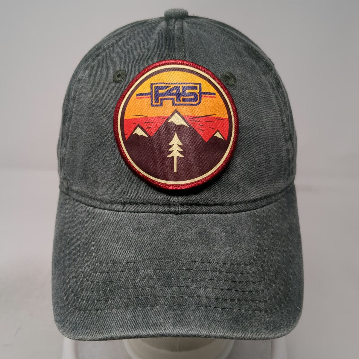F45 Training Baseball Cap Green One Size Mountain Sunset Patch Slideback Hat