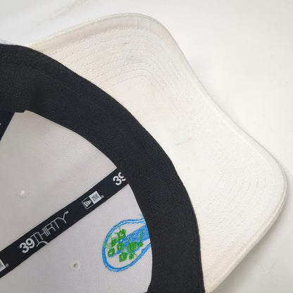 New Era Baseball Cap White L 39THIRTY Mesh Back Fitted Lightbulb Logo Hat Blue