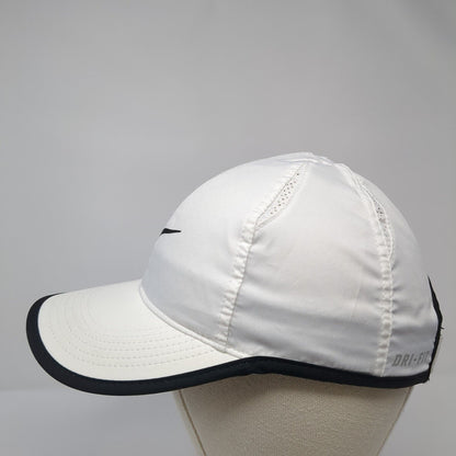 Nike Strapback Hat White One Size Black Trim Featherlight Dri-Fit