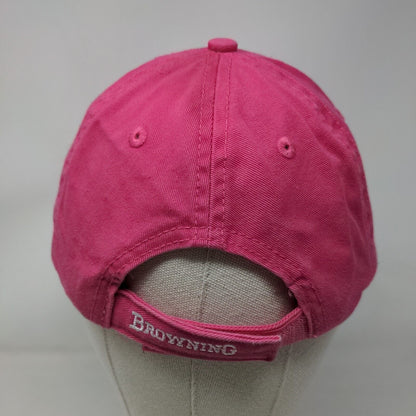 Browning Strapback Hat Pink OSFA Adjustable Embroidered Logo 6 Panel Cotton