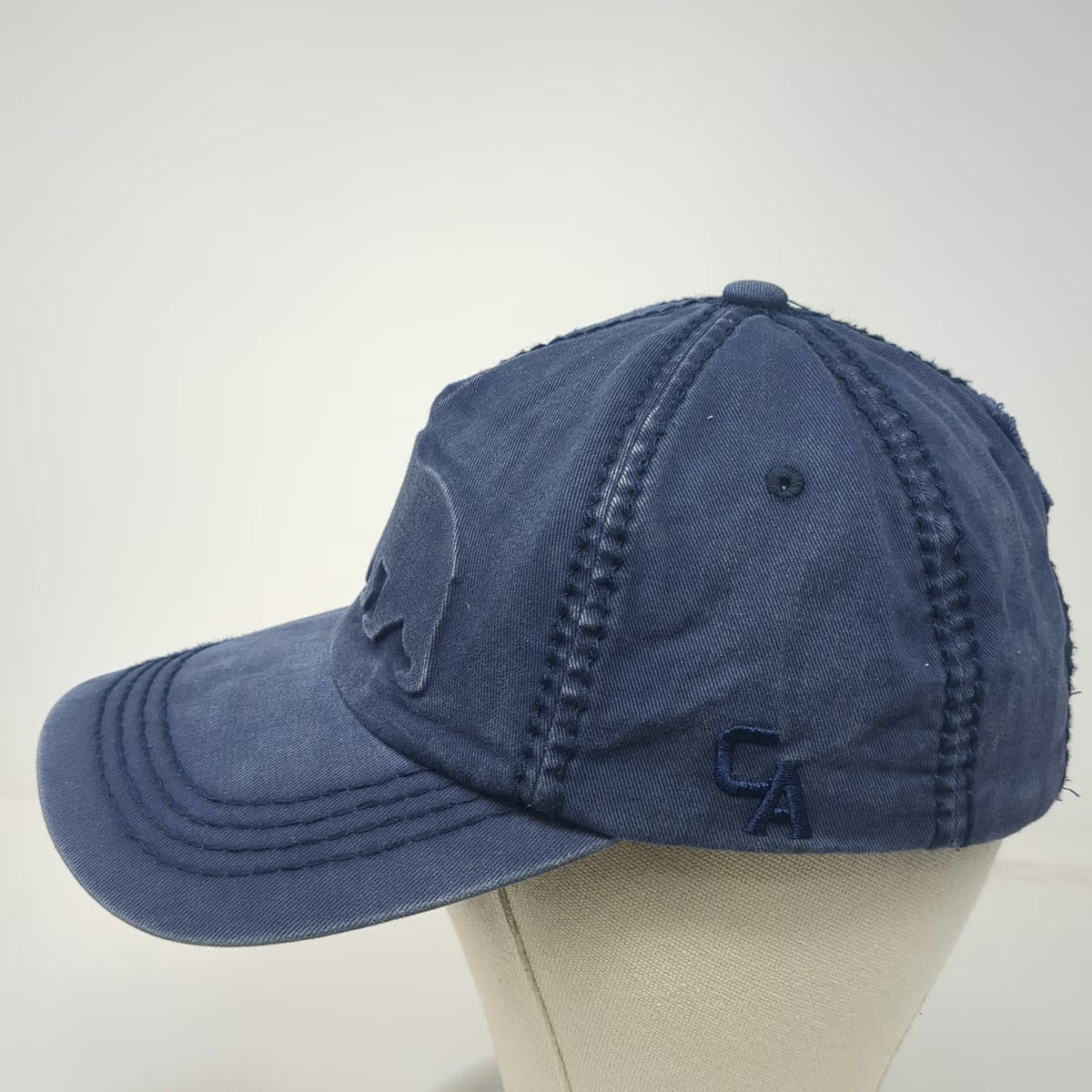 Robin Ruth 5 Panel Blue One Size Strapback California Bear Logo Hat Cotton