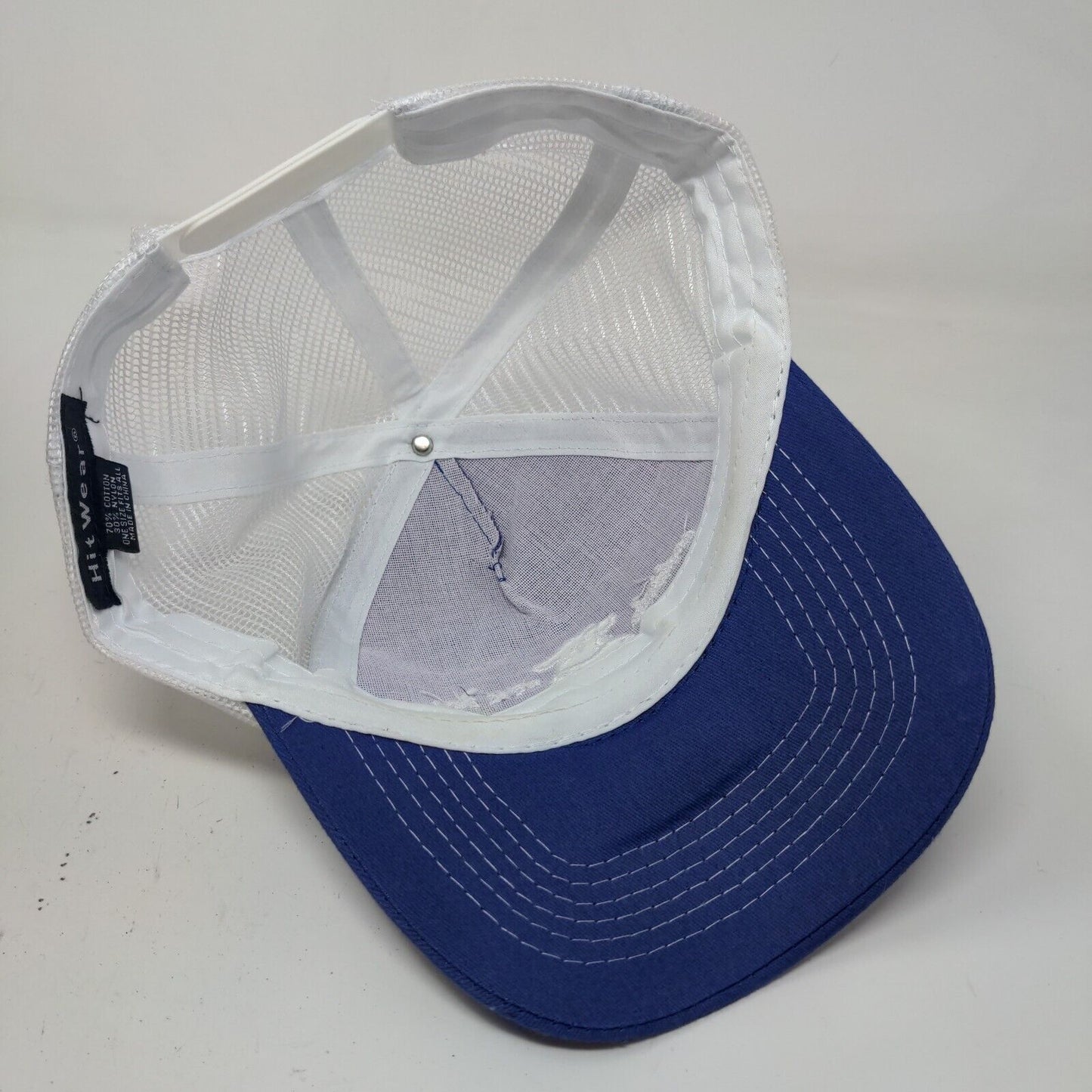 Hit Wear Men's Snapback Mesh Back Hat Blue White OSFA Embroidered Logo Cow