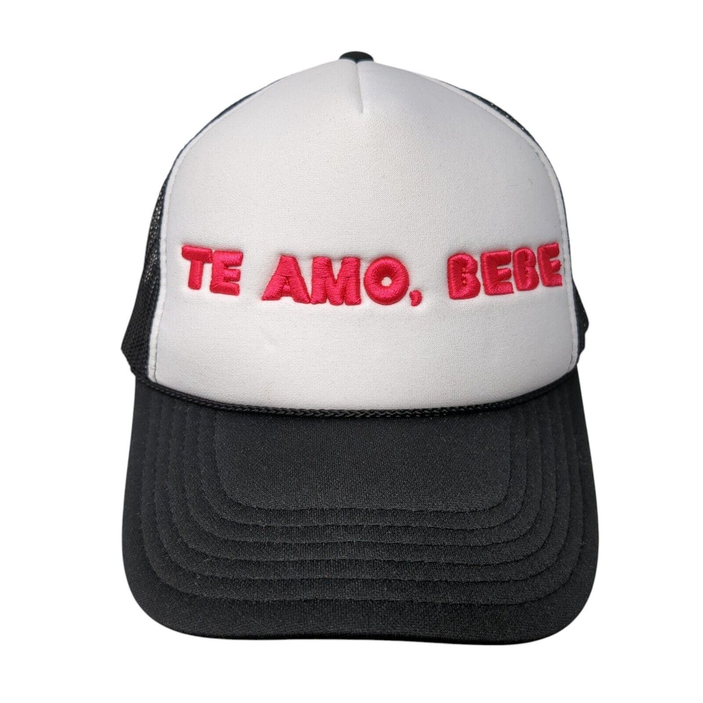 Te Amo, Bebe Snapback Rope Trucker Hat Black OSFM Mesh Back Otto