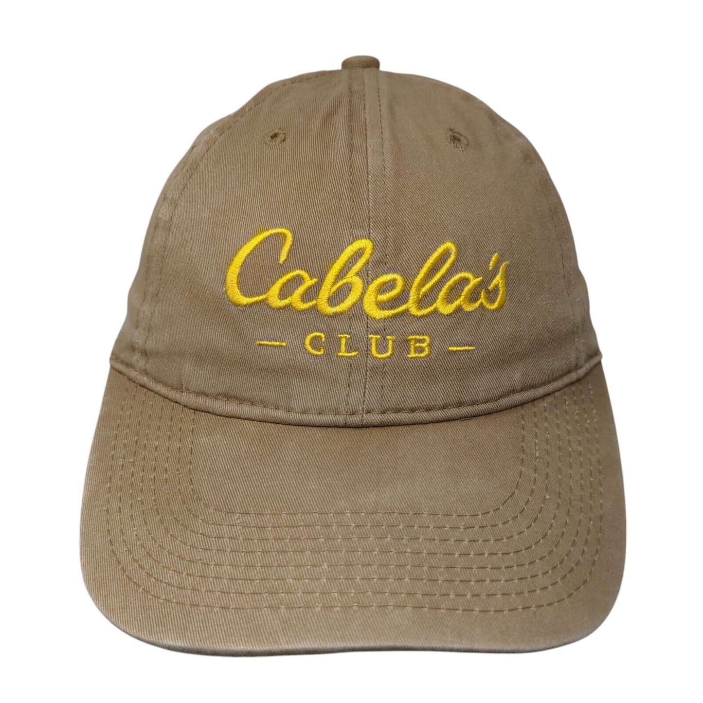 Cabela's Club Slideback Hat Tan One Size Adjustable Embroidered 6 Panel