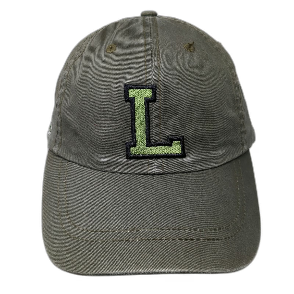Lacoste Baseball Cap Green One Size Embroidered Letter L Striped Slideback Hat