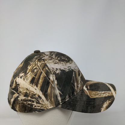 Signatures Strapback Hat Camouflage OSFM Adjustable Vented Holes 6 Panel