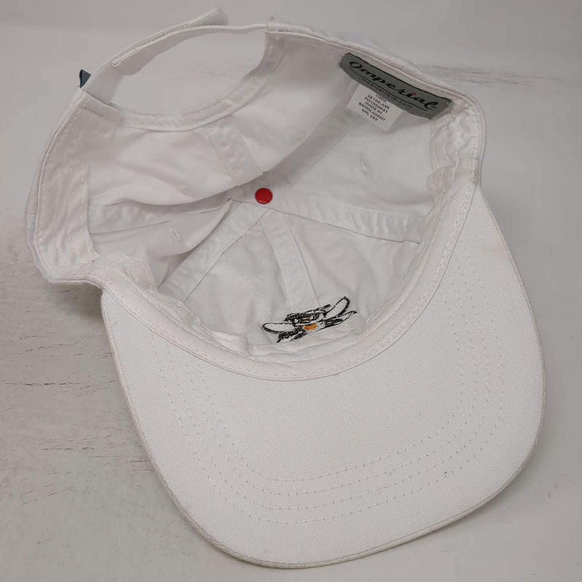 Imperial Baseball Cap White One Size Firefly Mascot Embroidered Strapback Hat