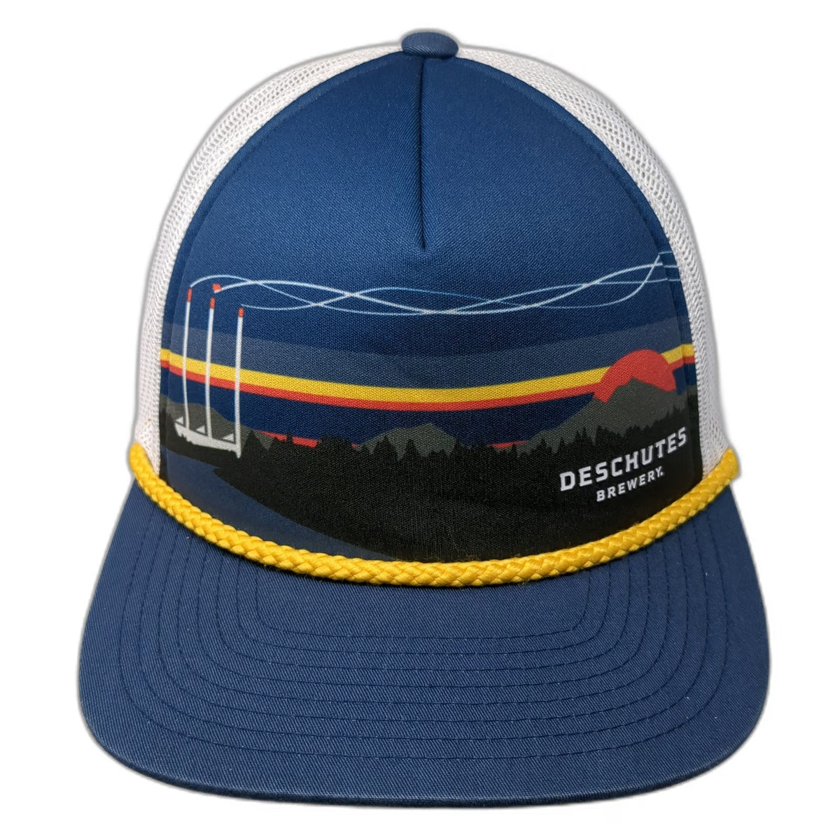 Deschutes Brewery Trucker Hat Blue One Size Rope Landscape Mesh Back Snapback