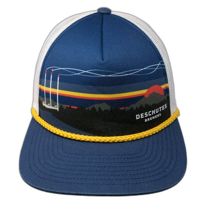 Deschutes Brewery Trucker Hat Blue One Size Rope Landscape Mesh Back Snapback