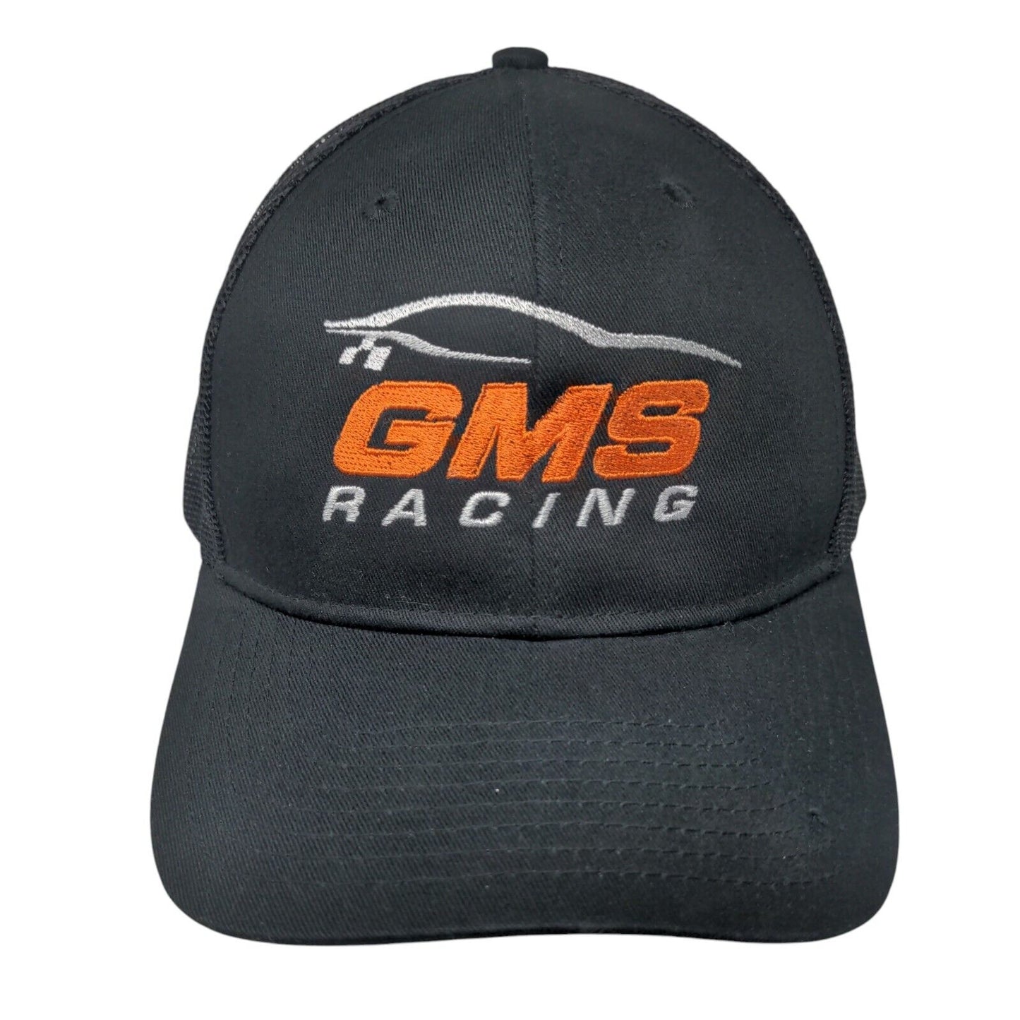 GMS Racing Snapback Mesh Back Trucker Hat Black One Size Embroidered