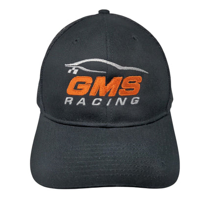 GMS Racing Snapback Mesh Back Trucker Hat Black One Size Embroidered