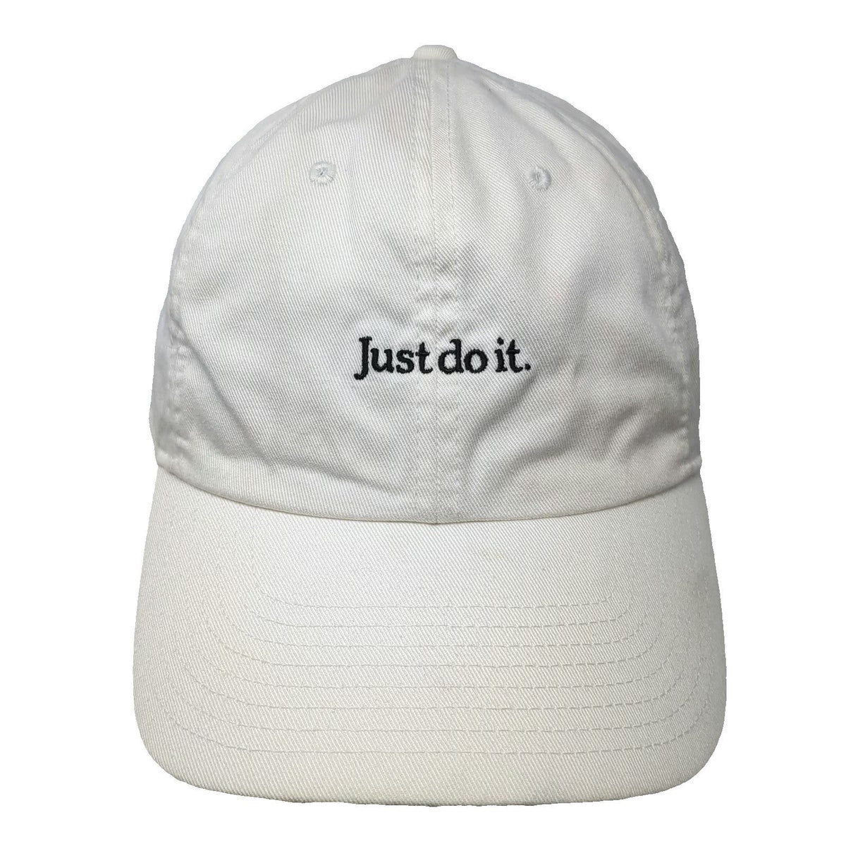Nike Baseball Cap White One Size Just Do It Swoosh Logos Cotton Slideback Hat