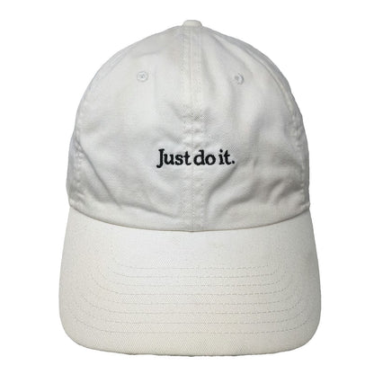 Nike Baseball Cap White One Size Just Do It Swoosh Logos Cotton Slideback Hat