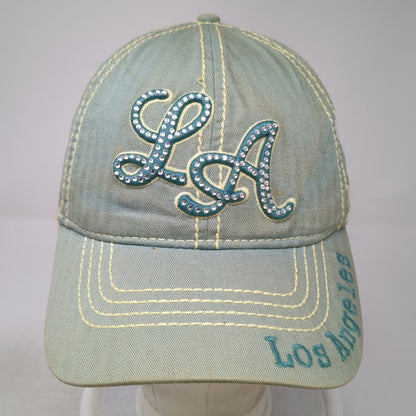 Robin Ruth Green One Size Baseball Cap Rhinestone LA Los Angeles Cotton Hat