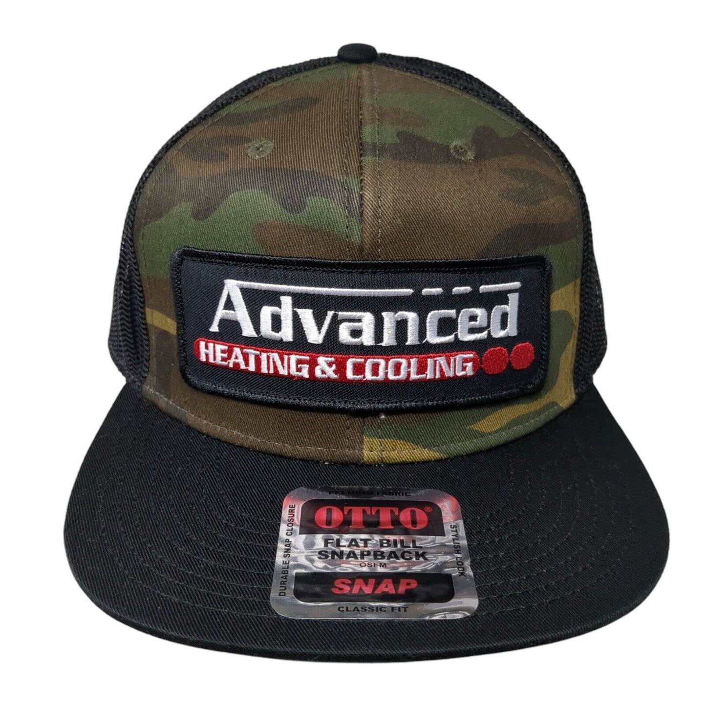 Advanced Heating & Cooling Trucker Hat Camo One Size Flat Bill Otto