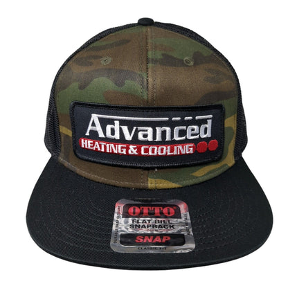 Advanced Heating & Cooling Trucker Hat Camo One Size Flat Bill Otto