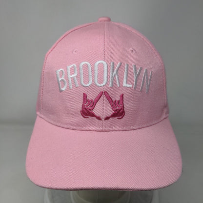 Brooklyn Strapback Hat Pink One Size Adjustable Embroidered Vented Holes Acrylic