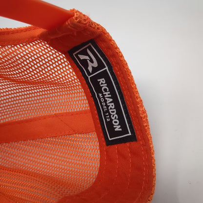 Richardson Trucker Hat Orange One Size Twin Peaks Machining Mountains Mesh 112