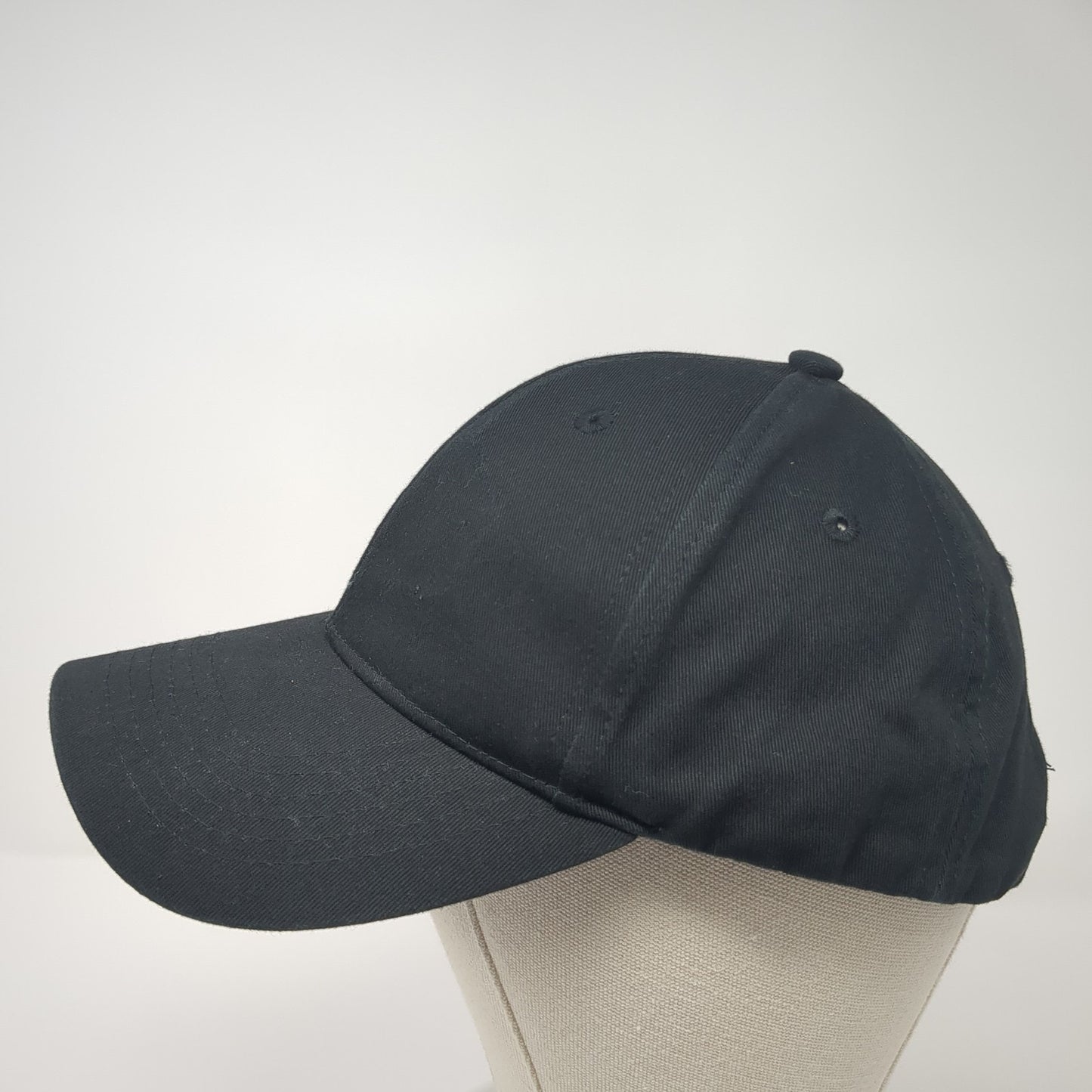 Unbranded Snapback Hat Black One Size Adjustable Vented Holes 6 Panel Blank