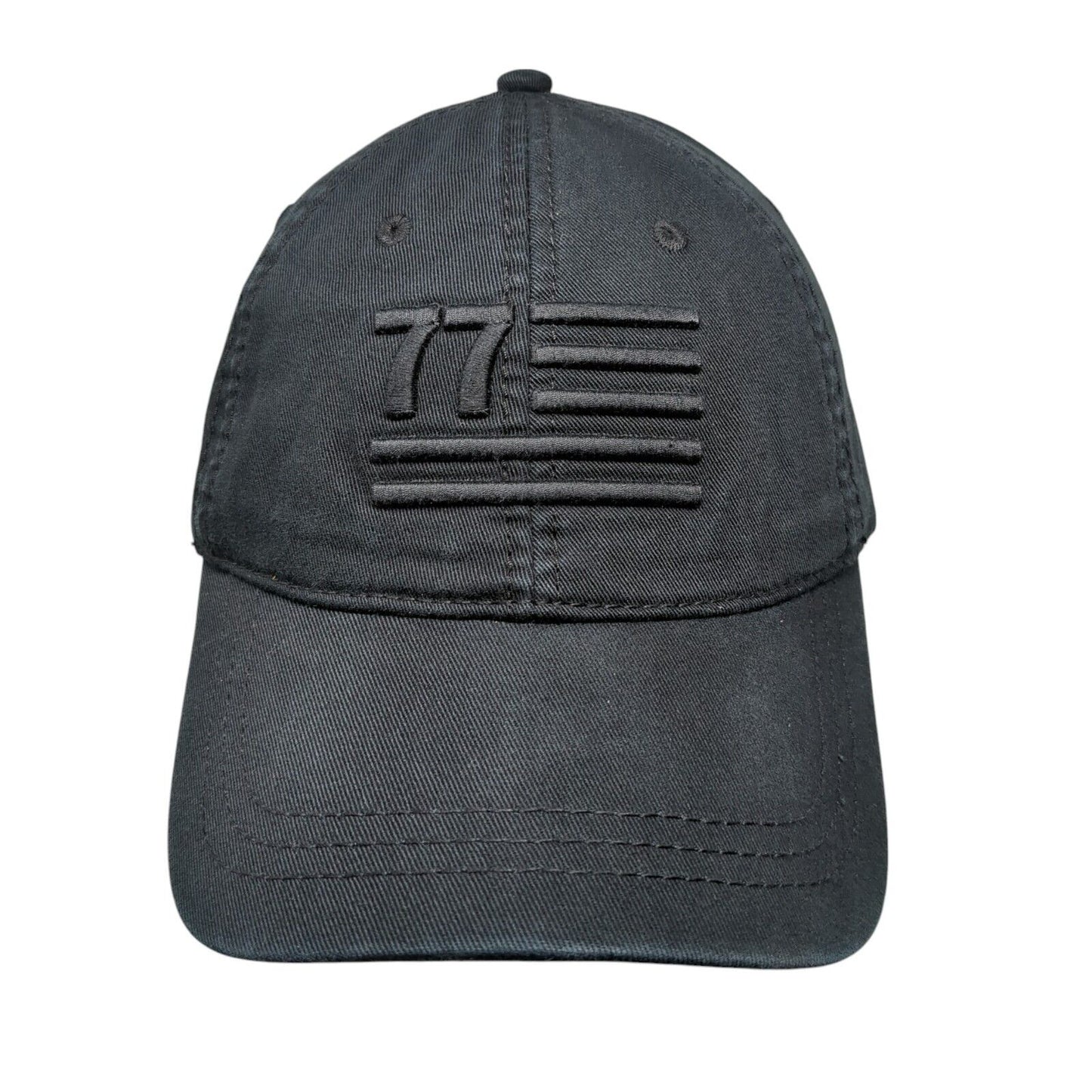 77 USA Flag Slideback Hat Black OSFA Patriotic American Eagle Outfitters Cotton