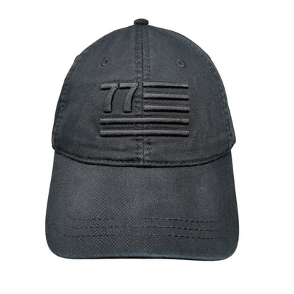 77 USA Flag Slideback Hat Black OSFA Patriotic American Eagle Outfitters Cotton