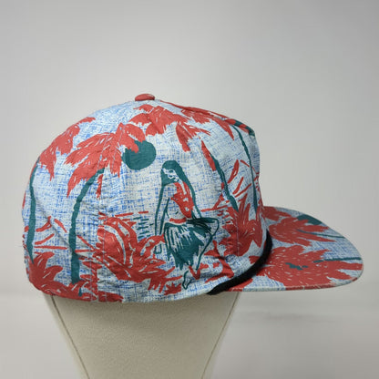 Brixton 5 Panel Blue Hat One Size Tropical Hula Girl Palm Tree Rope Nylon Print