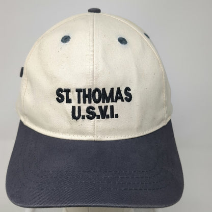 Del Sol Baseball Cap Beige Blue One Size St. Thomas USVI Cotton Slideback Hat